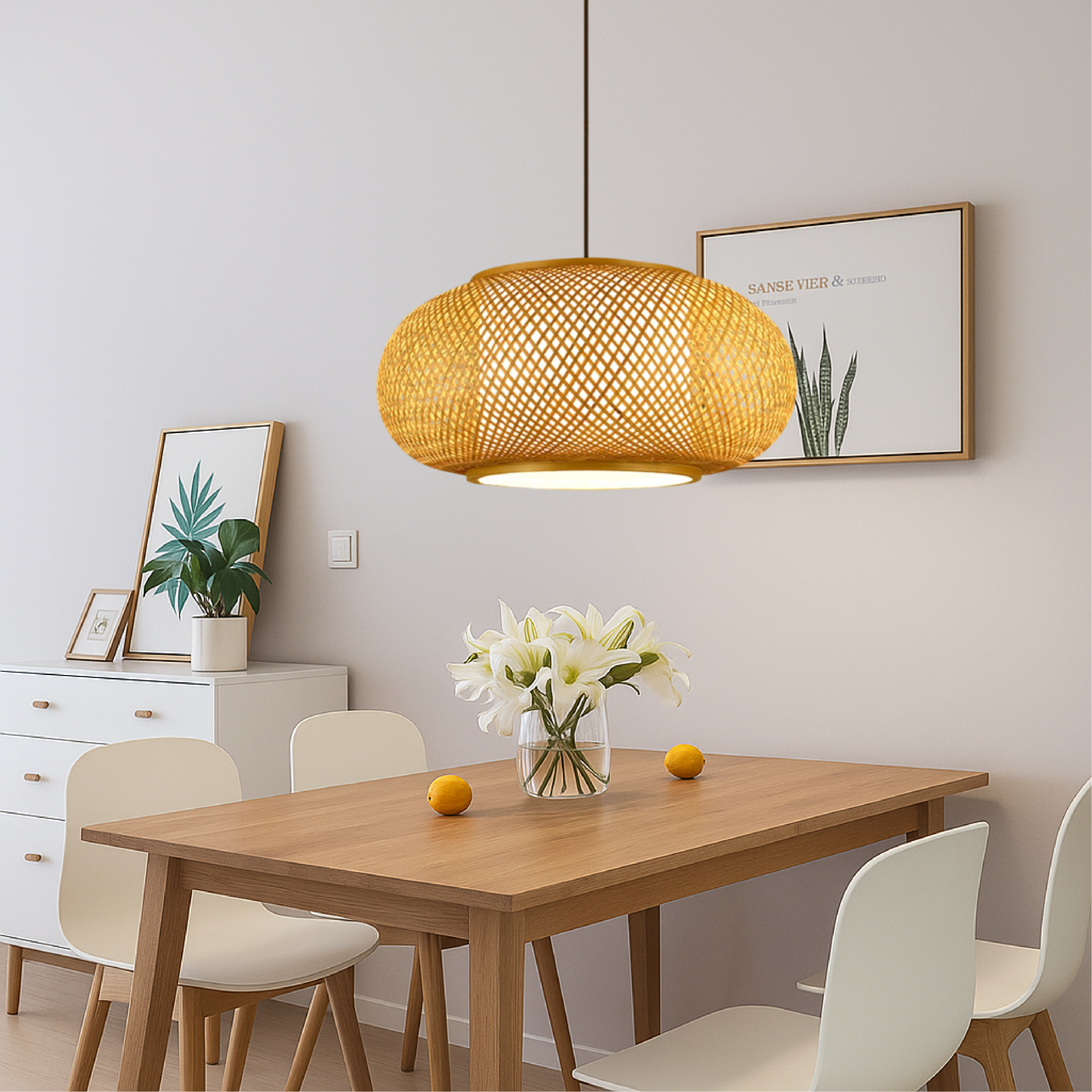 Bamboo Pendant Lamp Scandinavian Hanging Light