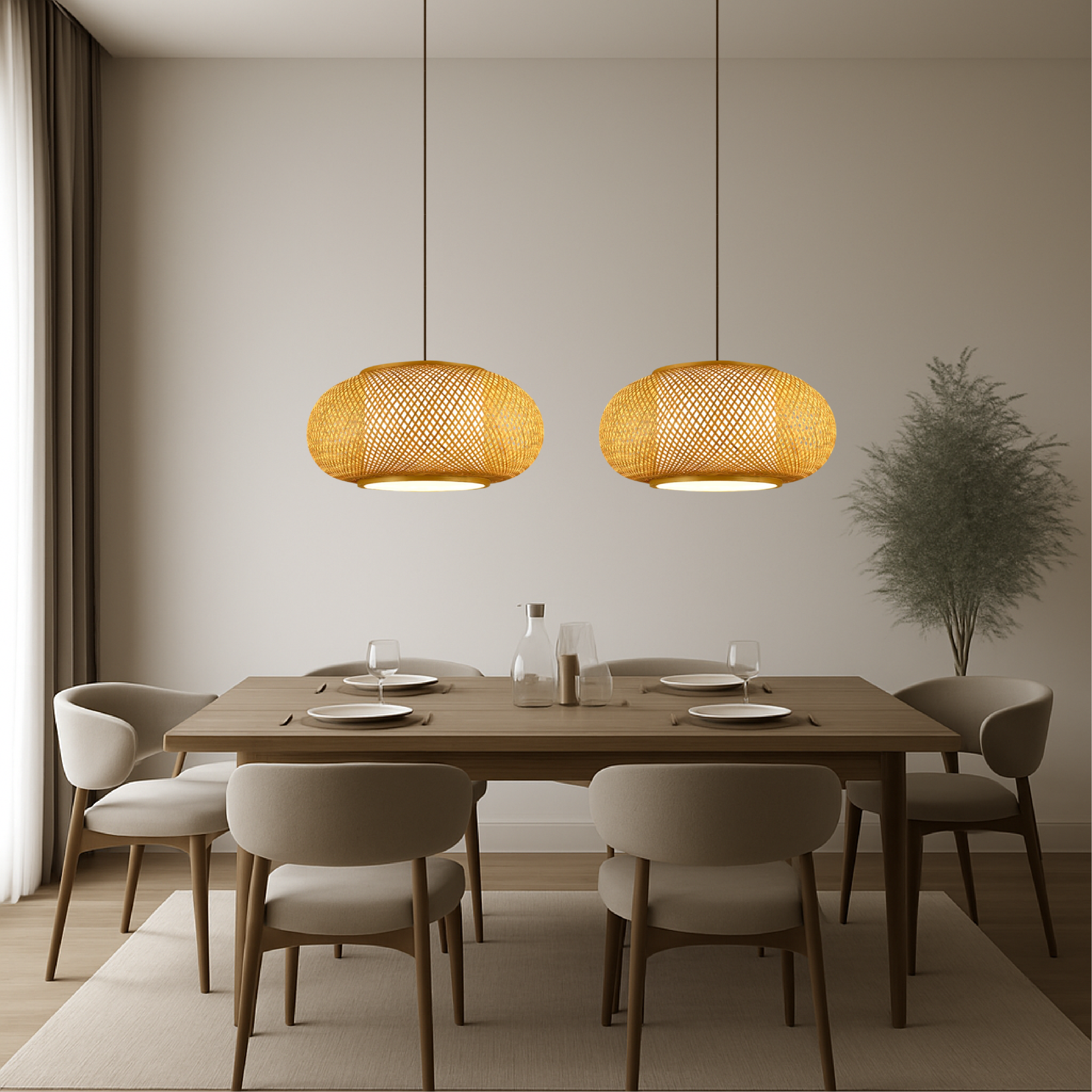 Bamboo Pendant Lamp Scandinavian Hanging Light