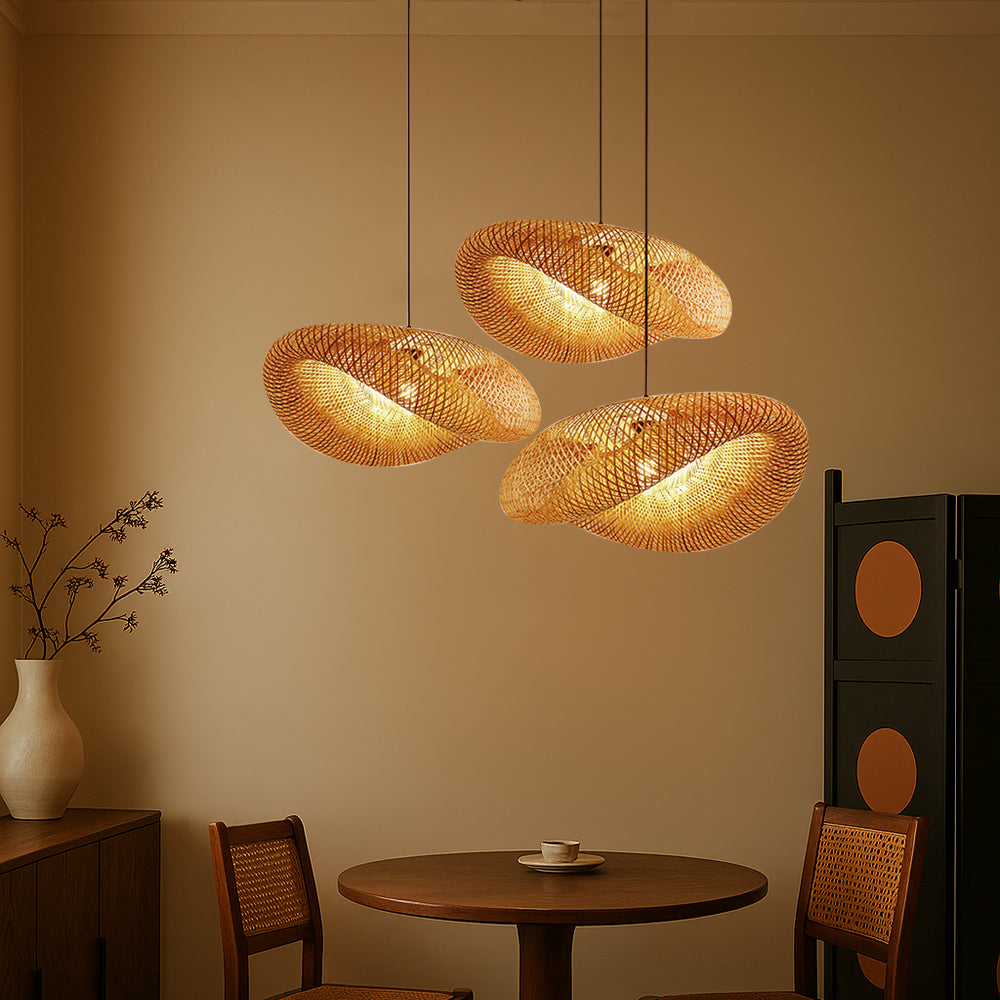 Bamboo Pendant Light Adjustable Hanging Lamp