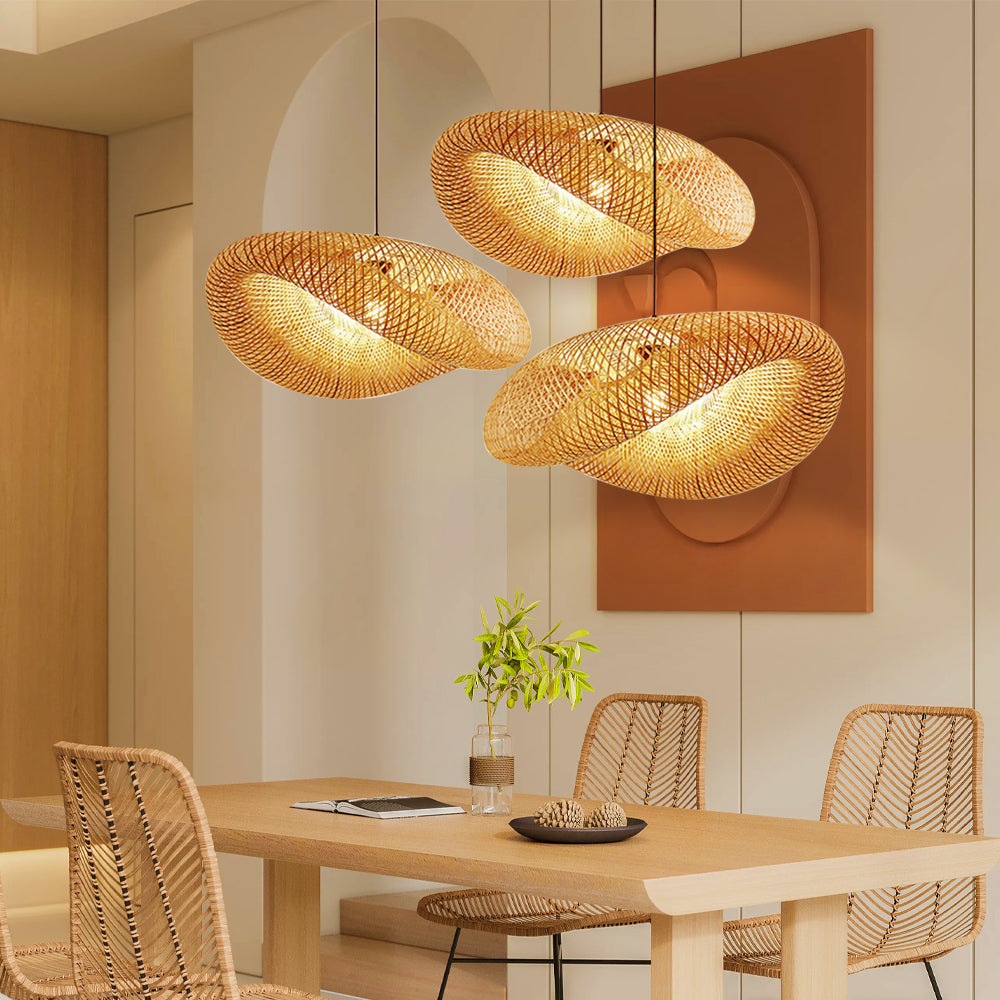 Bamboo Pendant Light Adjustable Hanging Lamp