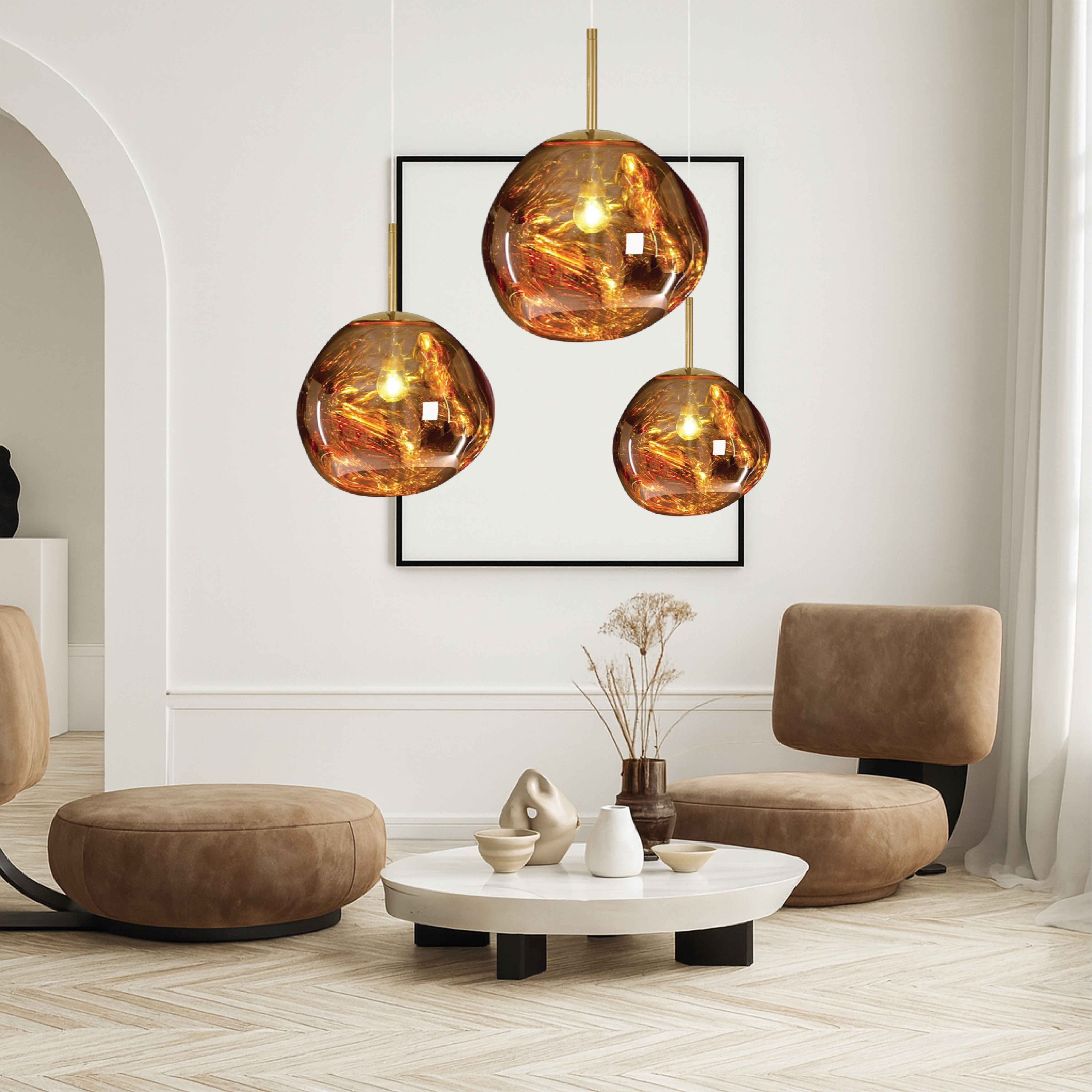 Melt Glass Pendant Light  Adjustable Hanging Fixture